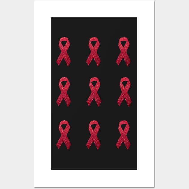 Red Faux Glitter Awareness Ribbon Pack Wall Art by Felicity-K